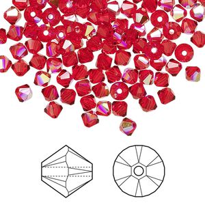 Bead 144pk light Siam AB, Crystal Passions® 4mm bicone 5328