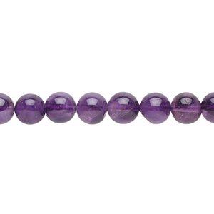 Amethyst 1pkg1, hand-cut round bead natural 15.5-16 inch 7mm