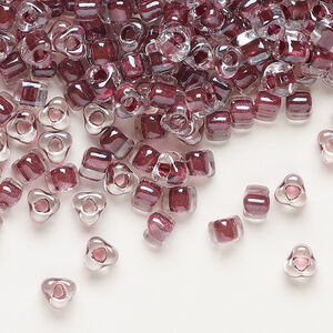 Seed bead, Miyuki 1pkg10g, glass, #5 triangle, transparent wine inside dyed color clear (TR-1118)