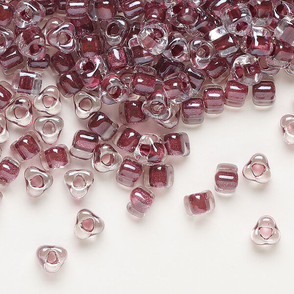 Seed bead, Miyuki 1pkg10g, glass, #5 triangle, transparent wine inside dyed color clear (TR-1118) image number 0