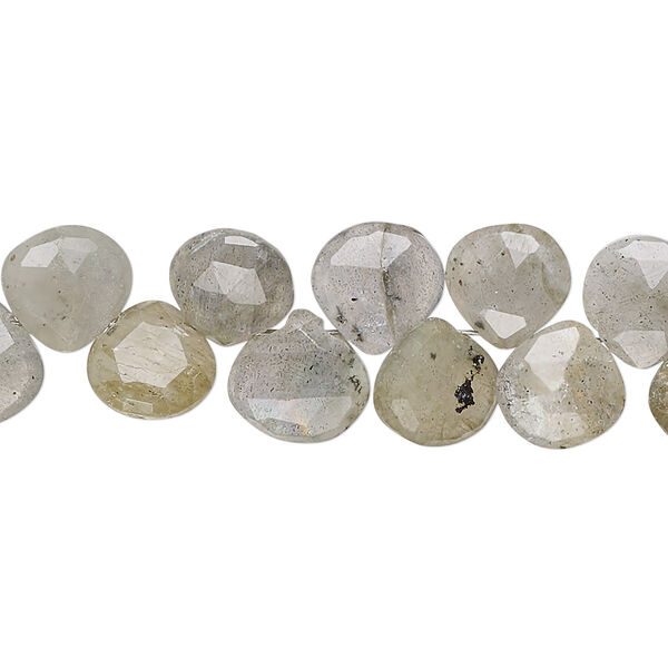 Labradorite 1pkg1, hand-cut top-drilled faceted puffed teardrop bead natural C- grade, 8 inch 7x6mm-10x10mm image number 0