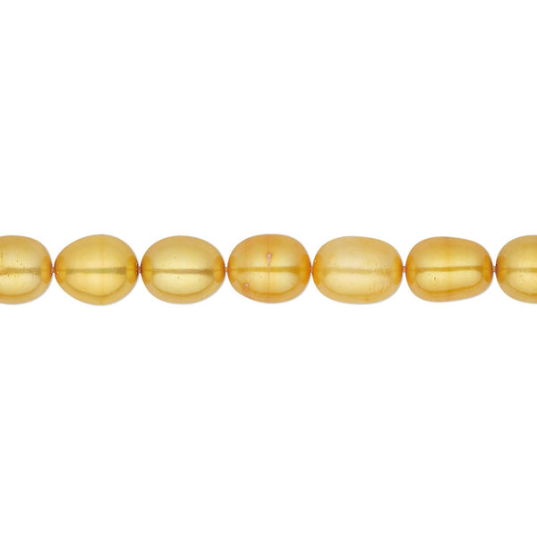 Pearl, cultured freshwater (dyed), copper, 5-6mm rice, C grade, Mohs hardness 2-1/2 to 4. Sold per 16-inch strand. image number 0