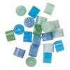 Bead mix 1pkg20 glass, translucent  blue / green / pale blue, 14x11mm heishi. image number 1