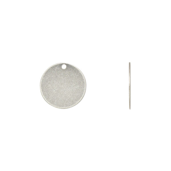 Drop, antique silver-plated brass, 12mm flat round. Sold per pkg of 100. image number 0