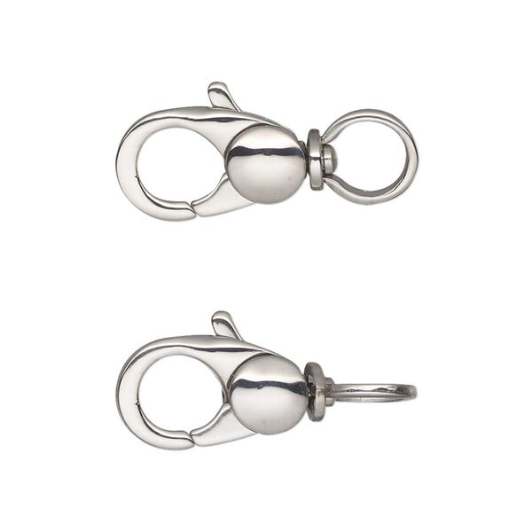 Clasp, lobster claw, stainless steel, 18x9.5mm with swivel. Sold individually. image number 0