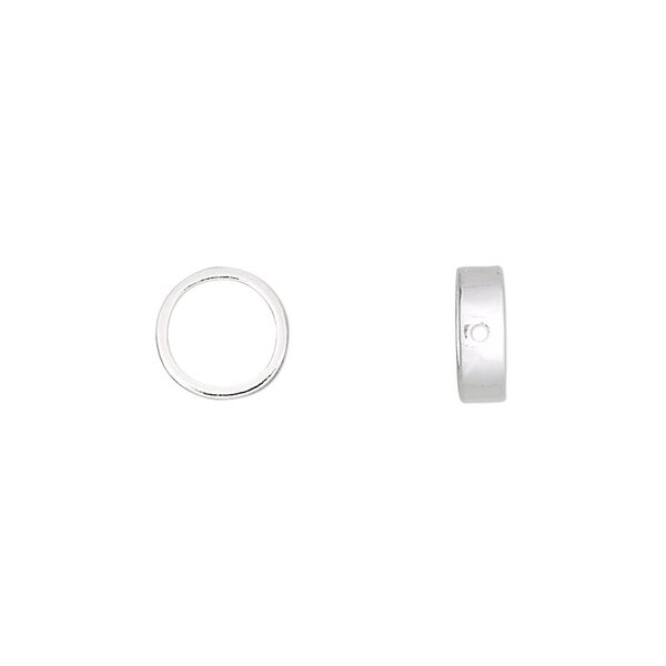 Bead frame, sterling silver, 9mm round, fits up to 6.5mm bead. Sold per pkg of 2. image number 0