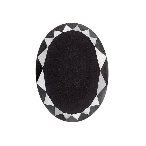 Cabochon, Hemalyke™ (man-made), 30x22mm calibrated faceted oval. Sold individually. image number 0