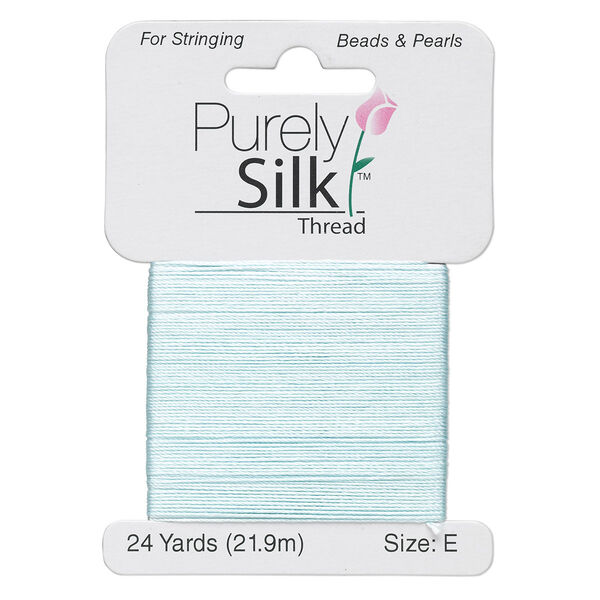 Thread, Purely Silk™, turquoise blue, size E. Sold per 24-yard card. image number 0