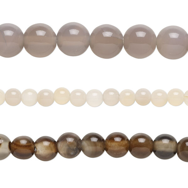 Multi-agate 1pkg3, round bead C grade, 15 inch mix 4-8mm image number 0