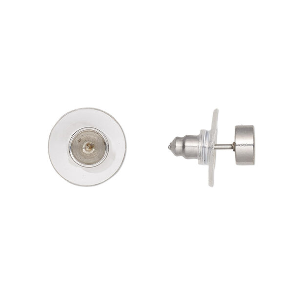 Earstud, Almost Instant Jewelry®, acrylic and stainless steel, clear, 6mm with SS19 chaton setting. Sold per pkg of 2 pairs. image number 0
