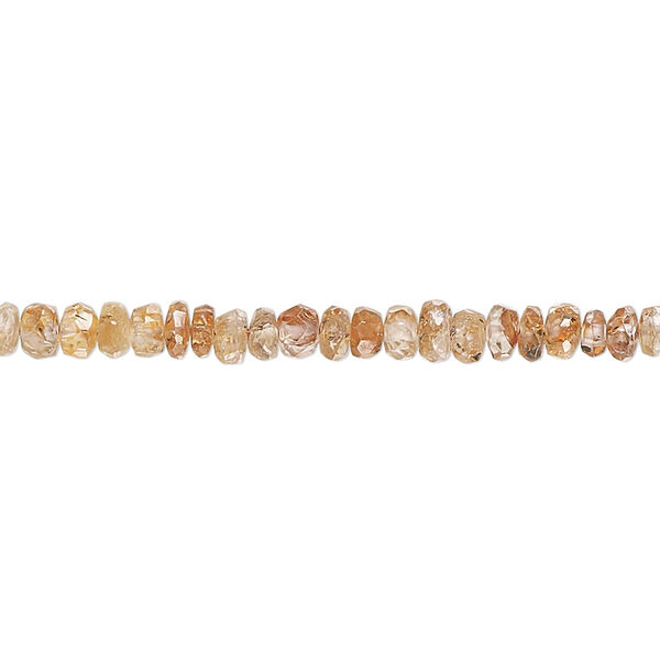Bead, zircon and orange zircon (natural / heated), 3x1mm-4x2mm hand-cut faceted rondelle, B- grade, Mohs hardness 6 to 7-1/2. Sold per 14-inch strand, approximately 160 beads. image number 0