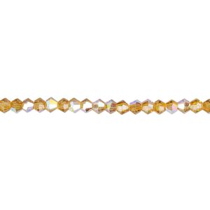Bead 1pk 16 facets translucent gold AB, Celestial Crystal® 3mm bicone 15.5-16 inch