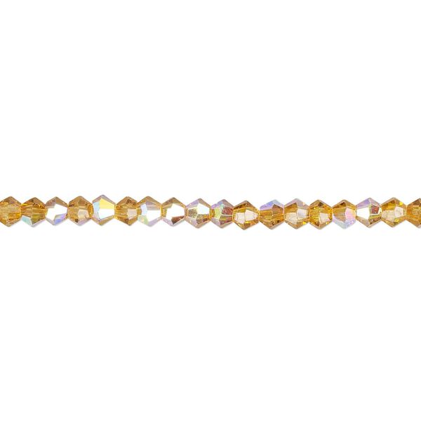 Bead 1pk 16 facets translucent gold AB, Celestial Crystal® 3mm bicone 15.5-16 inch image number 0