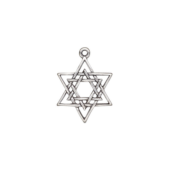 Drop, antiqued sterling silver, 16x15mm Star of David. Sold individually. image number 0