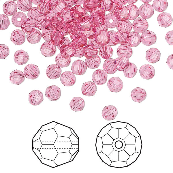Bead 720pk rose, Swarovski® 4mm round 5000 image number 0