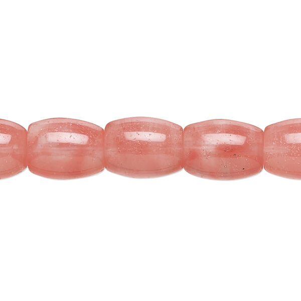 Bead, cherry "quartz" glass, 11x9mm-12x9mm barrel with 0.6-0.8mm hole. Sold per 15-1/2" to 16" strand. image number 0