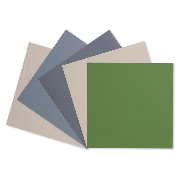 Sanding film, abrasive and film, assorted colors, 15000-60000 grit, 4x4-inch rectangle. Sold per pkg of 5. image number 0