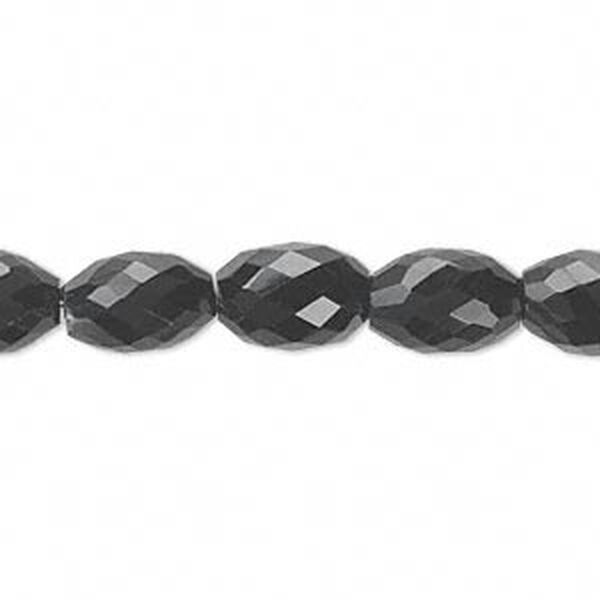Bead, black onyx (dyed), 11x8mm hand-cut faceted oval, B grade, Mohs hardness 6-1/2 to 7. Sold per pkg of 10. image number 0