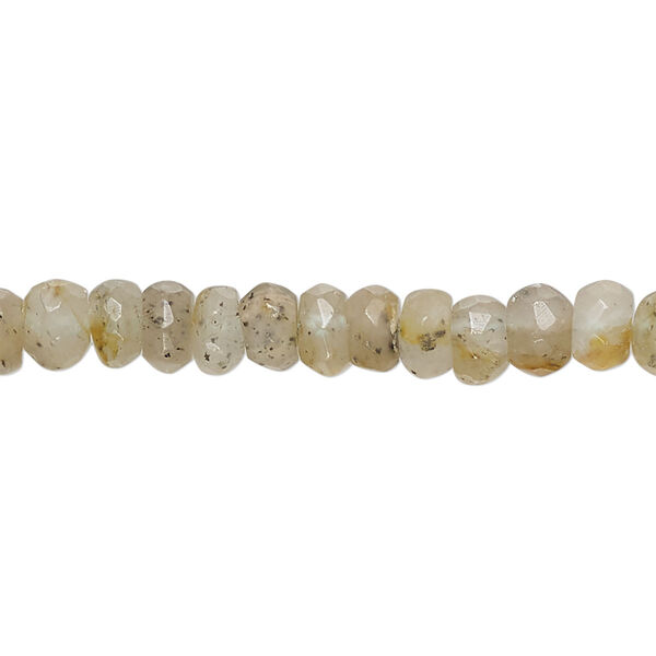 Bead, moss golden beryl (natural/heated), light, 5x3mm-7x4mm hand-cut faceted rondelle, C- grade, Mohs hardness 7-1/2 to 8. Sold per 14-inch strand, approximately 90 beads. image number 0