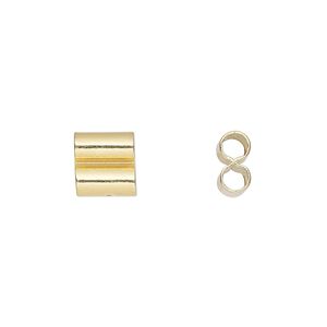 Bead, gold-finished brass, 8.5x8mm double tube. Sold per pkg of 10.