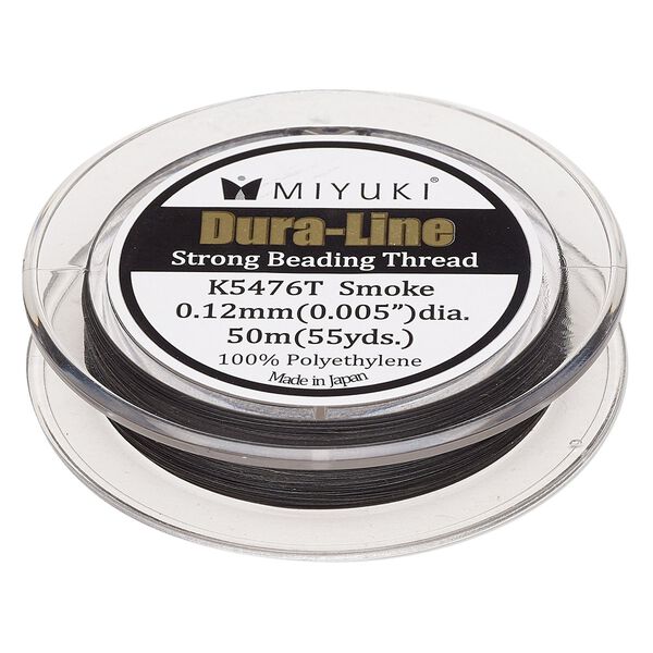 Thread, Miyuki Dura-Line, gel-spun polyethylene, smoke, 0.12mm diameter, 12-pound test. Sold per 50-meter spool. image number 0