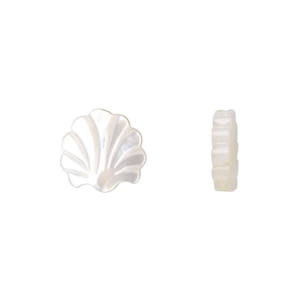 Bead, mother-of-pearl shell (bleached), 13x12mm shell, Mohs hardness 3-1/2. Sold per pkg of 2. image number 0