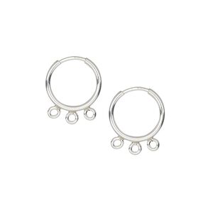 Earring hoop 1pkg2 sterling silver, 12mm round / endless loop / 3 bottom loops, 21 gauge 1 pair
