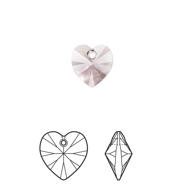 Drop 4pk light amethyst, Crystal Passions® 10mm pendant heart 6228 image number 0