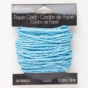 Cord, paper, pkg/10m, baby blue, 2-3mm twisted round.