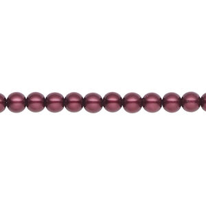 Pearl 1pk bordeaux, Celestial Crystal® 4mm round 15.5-16 inch