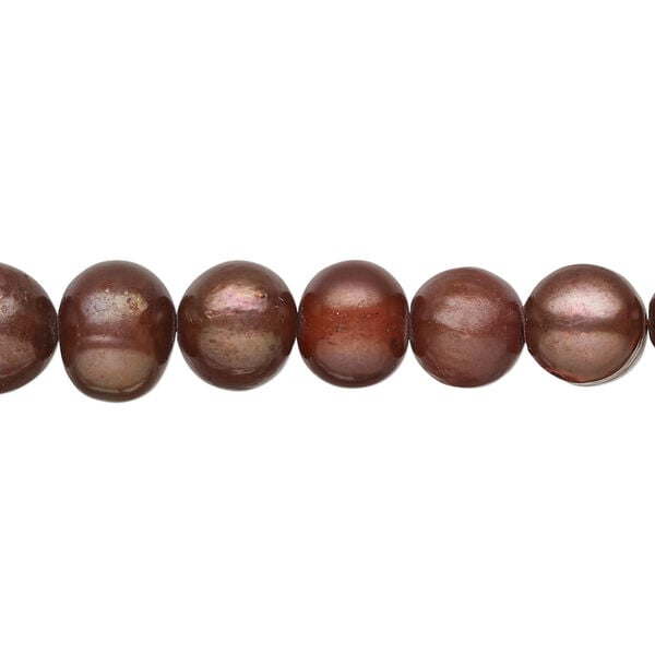 Freshwater pearl 1pkg1, semi-round, 14 inch red brown 8-10mm cultured image number 0
