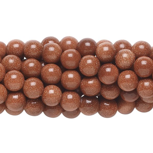 Bead, brown goldstone (glass) (man-made), 6mm round. Sold per pkg of (10) 15-1/2" to 16" strands. image number 0