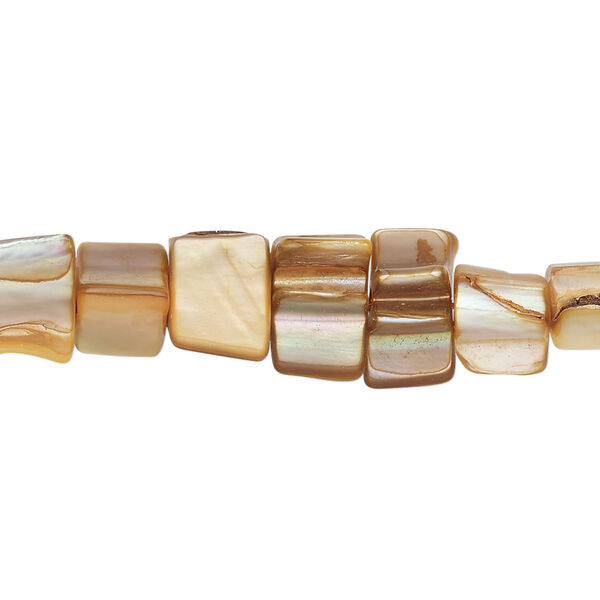 Mother-of-pearl shell 1pkg1, triangle tube bead 15 inch pale orange 8x6mm-13x8mm image number 0