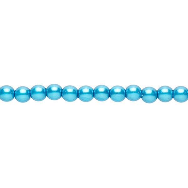 Bead, Czech pearl-coated glass druk, turquoise blue, 4mm round. Sold per 15-1/2" to 16" strand. image number 0