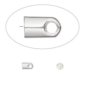 Cord end, glue-in, silver-plated brass, 5.5x3.5mm, 2.5mm inside diameter. Sold per pkg of 100.