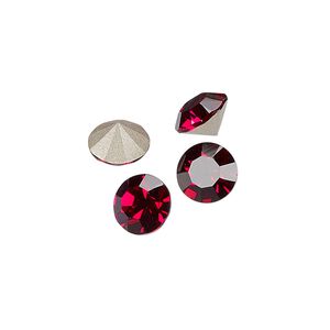 Chaton 8pk ruby foil back, Preciosa MAXIMA Czech crystal rhinestone 8.16-8.41mm 15-cut faceted round SS39