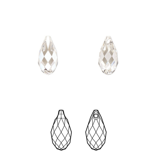 Briolette 24pk crystal silver shade, Crystal Passions® 11x5.5mm pendant drop 6010 image number 0