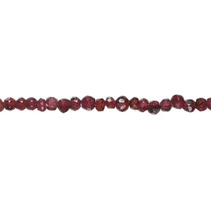 Rhodolite garnet 1pkg1, hand-cut faceted uneven round bead, 13 inch 2-3mm