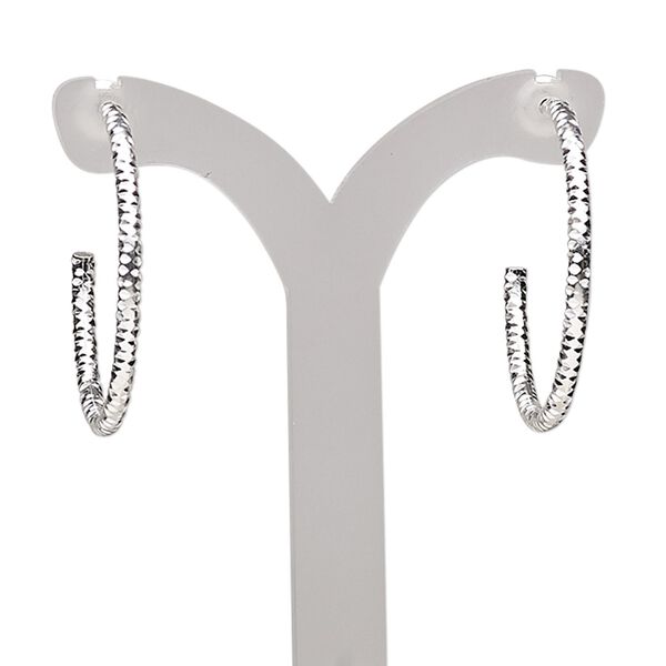 Earring hoop 1pkg2 silver-plated, 25mm textured, brass 1 pair image number 0