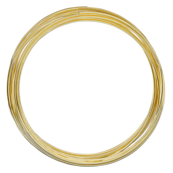 Memory wire, Beadalon®, gold-plated carbon steel, 2.25-2.63 inch round bracelet, 1mm thick extra heavy duty. Sold per 0.5-ounce pkg, approximately 9 loops. image number 0