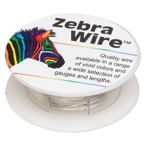 Wire, Zebra Wire™, silver-plated copper, round, 26 gauge. Sold per 30-yard spool.