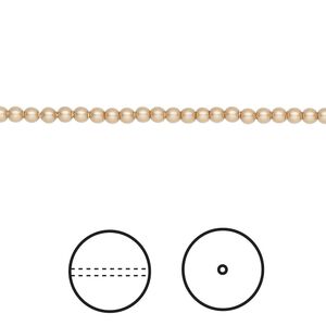 Pearl 100pk vintage gold, Crystal Passions® 2mm round 5810