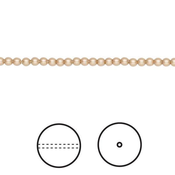 Pearl 100pk vintage gold, Crystal Passions® 2mm round 5810 image number 0