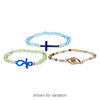 Bracelet mix, stretch, enamel / glass / silver- / gold-finished "pewter" (zinc-based alloy), multicolored, 13-17mm wide with mixed shape, 8 inches. Sold per pkg of 3. image number 2