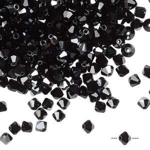 Bead 144pk jet hematite, Preciosa Czech crystal 4mm bicone