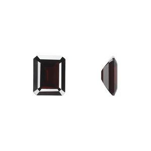 Almandite garnet 1pkg1, hand-cut faceted emerald-cut gem natural 11x9mm