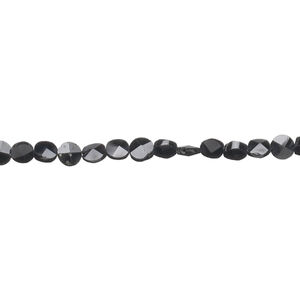 Black spinel 1pkg1, hand-cut faceted flat round bead natural 15.5-16 inch 3-5mm