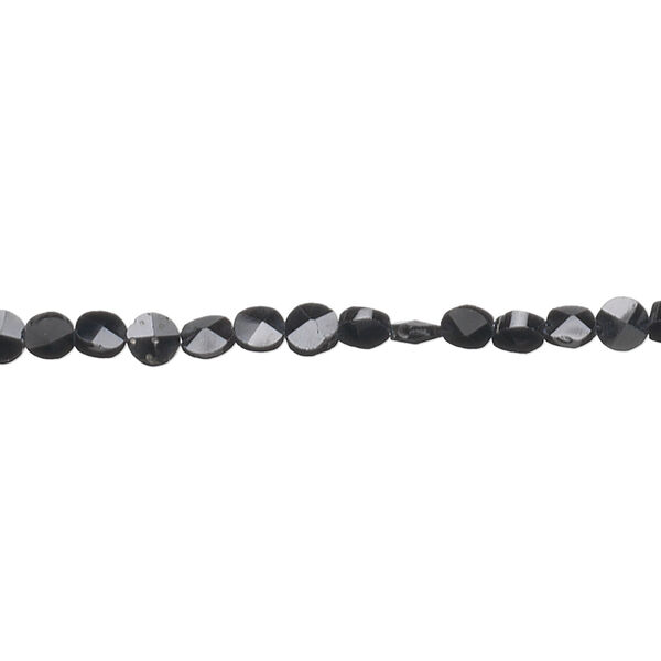 Black spinel 1pkg1, hand-cut faceted flat round bead natural 15.5-16 inch 3-5mm image number 0