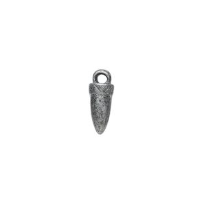 Charm, antiqued pewter (tin-based alloy), 11x5.5mm 3D horn. Sold per pkg of 10.