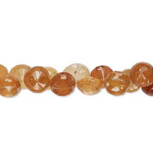 Hessonite garnet 1pkg1, hand-cut top-drilled faceted teardrop bead natural 4 inch 7x5mm-8x6mm